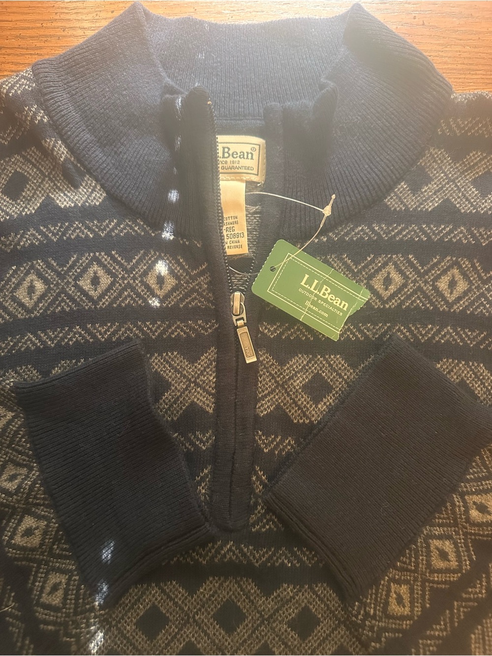 L.L. Bean Men's "Wicked Soft" Cotton/Cashmere Blue Gray 1/4-Zip Sweater Size XL